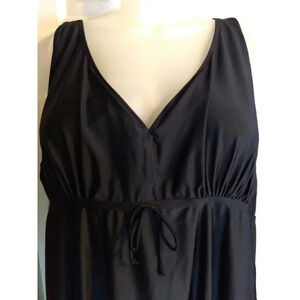Evans 1 Pc Swim Dress Black Wide Adjustable Straps  Built-in Bra  Sz 32